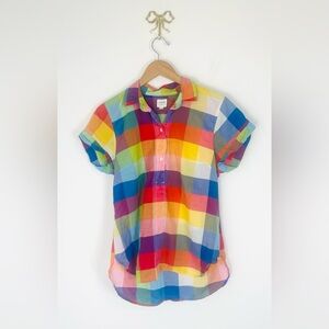 J. Crew Rainbow‎ Plaid Multicolor Popover Shirt